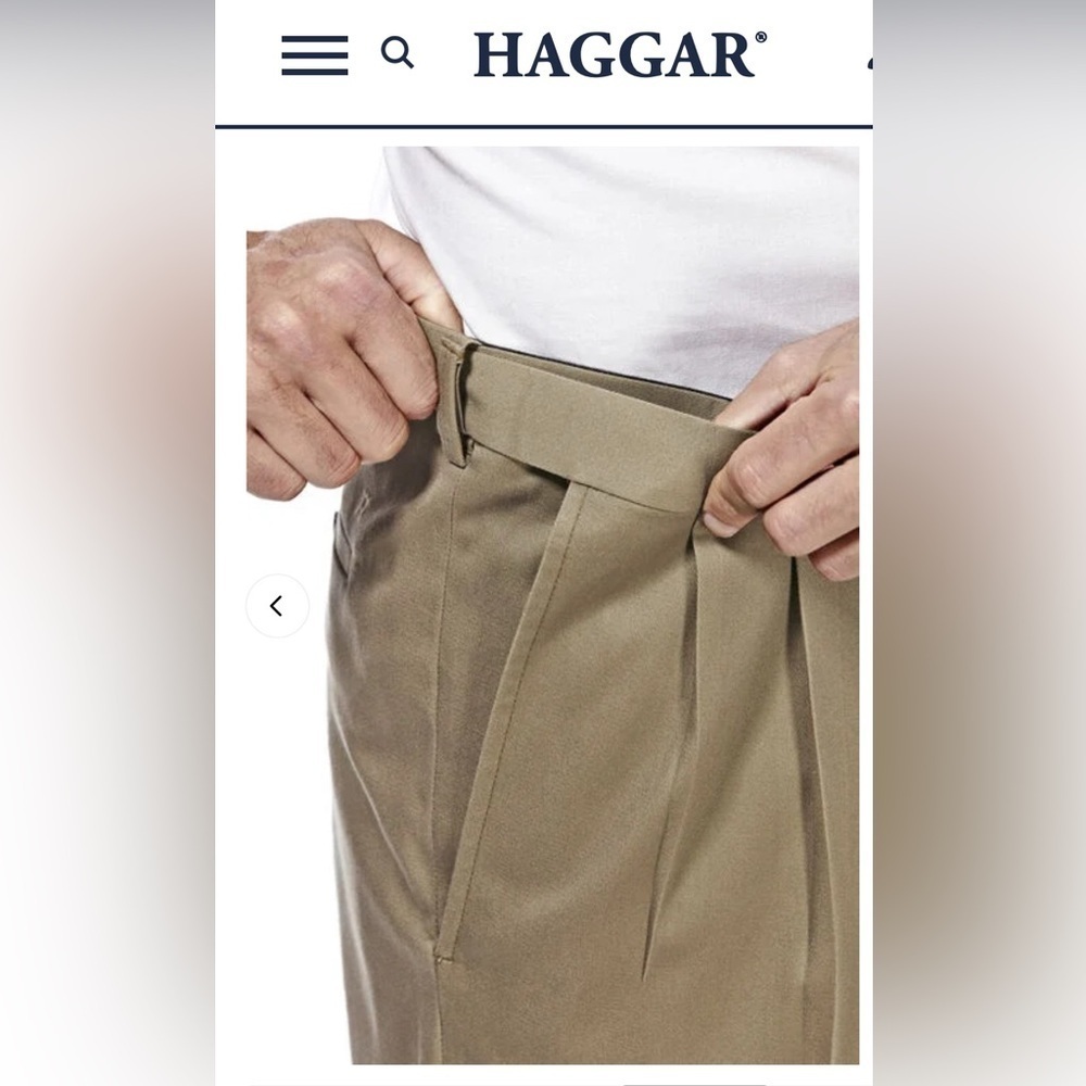 Haggar Men's Khaki Pleated Chinos with Comfort Waistband size 42/30 - Picture 4 of 7